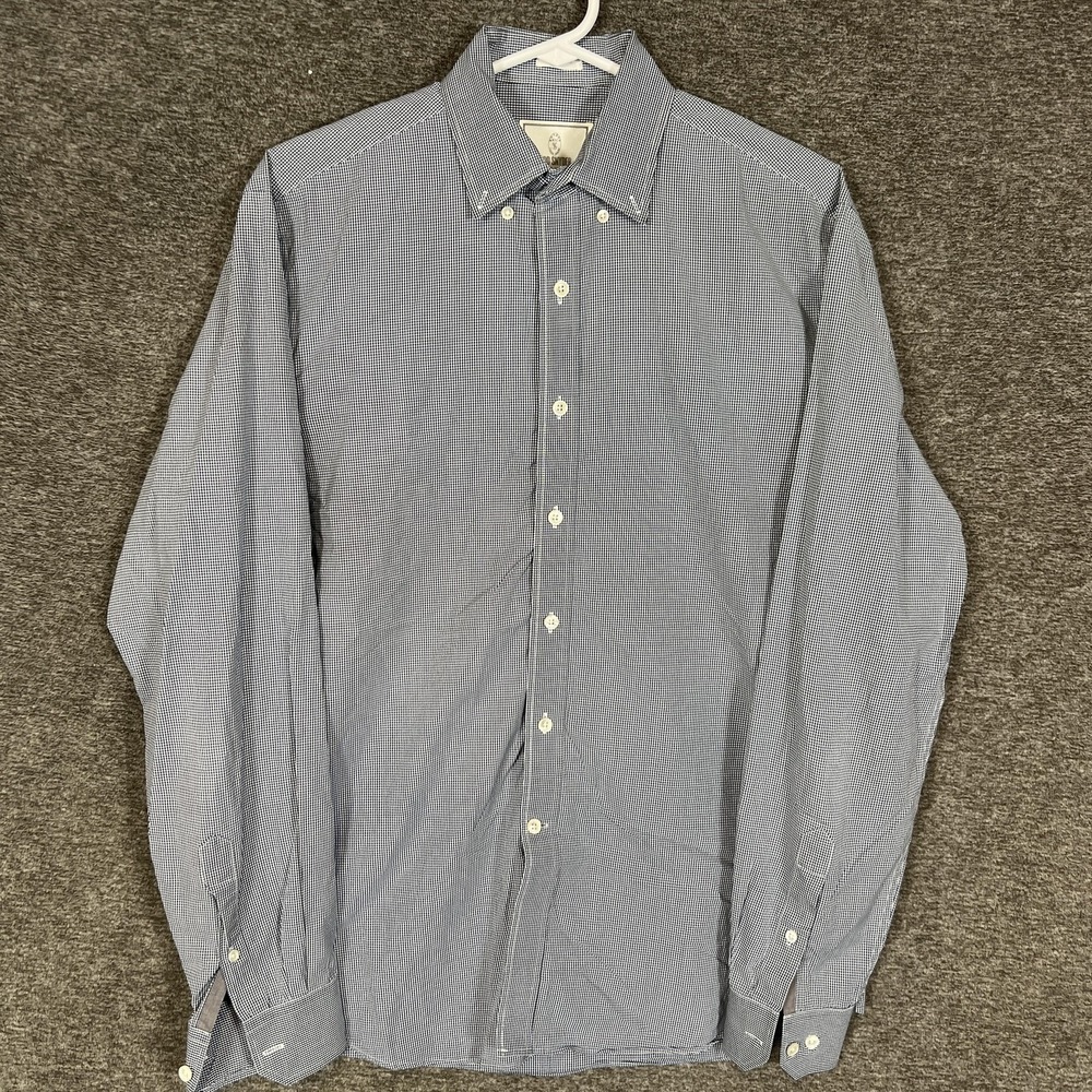 Todd Snyder Dress Shirt Mens 15.5 34/35 Blue Gingham Button Down Regular Fit